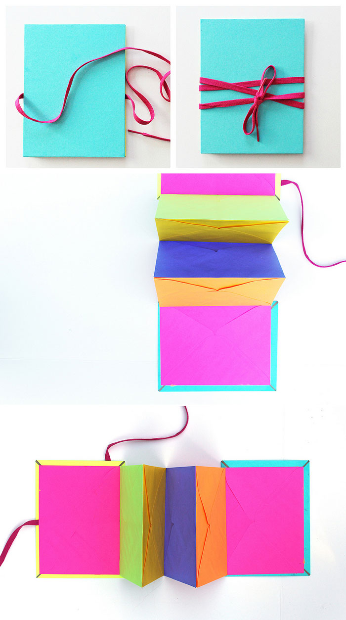 Make an accordion style book out of envelopes.