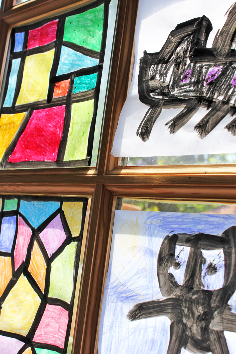 Faux Stained Glass Craft for kids- Ours is still in our window ONE YEAR LATER! | BABBLE DABBLE DO