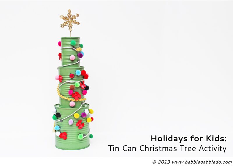Christmas Tree Activities: Tin Can Christmas Trees are an easy holiday activity for kids using recycled tin cans.