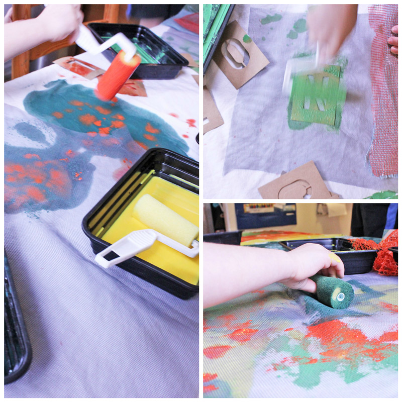 painting on fabric with kids