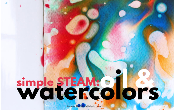 A simple STEAM activity for kids to try. Combine watercolors and oil in this easy science meets art experiment.