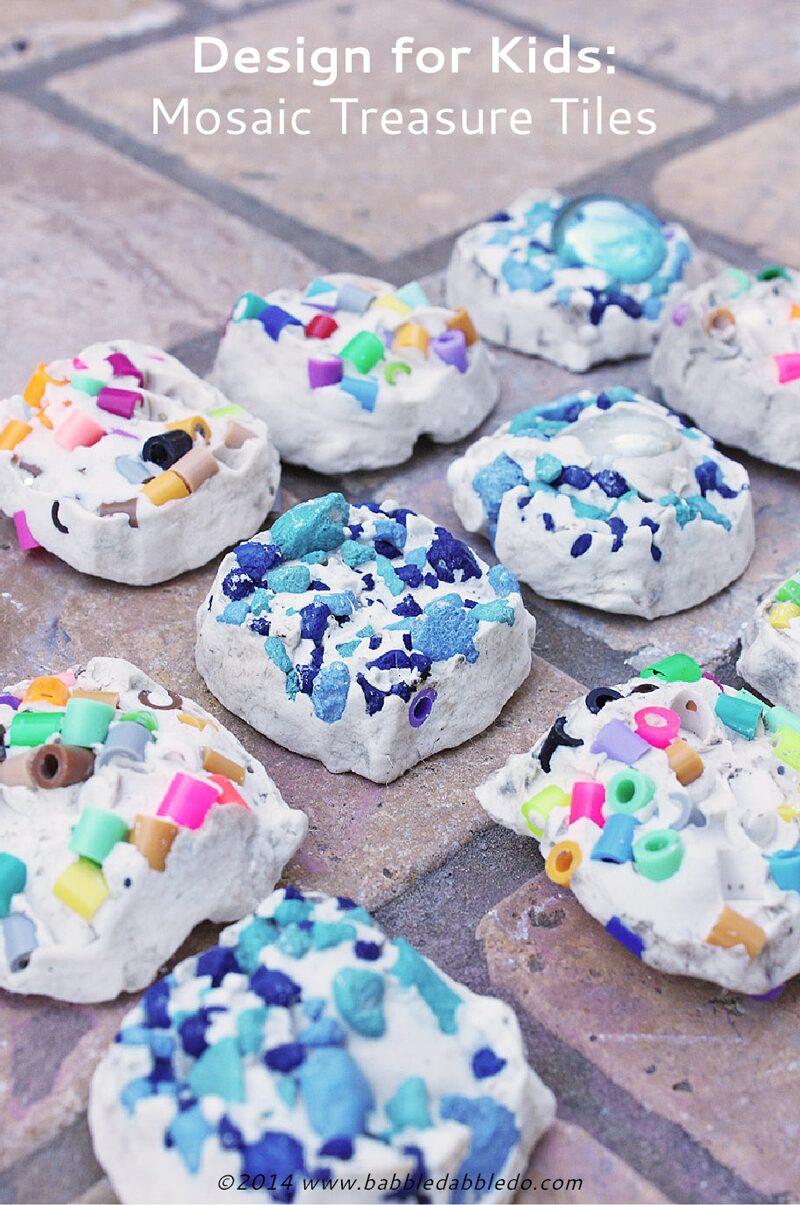 Plaster of paris projects idea: Try making mosaic treasure tiles from colorful found objects.
