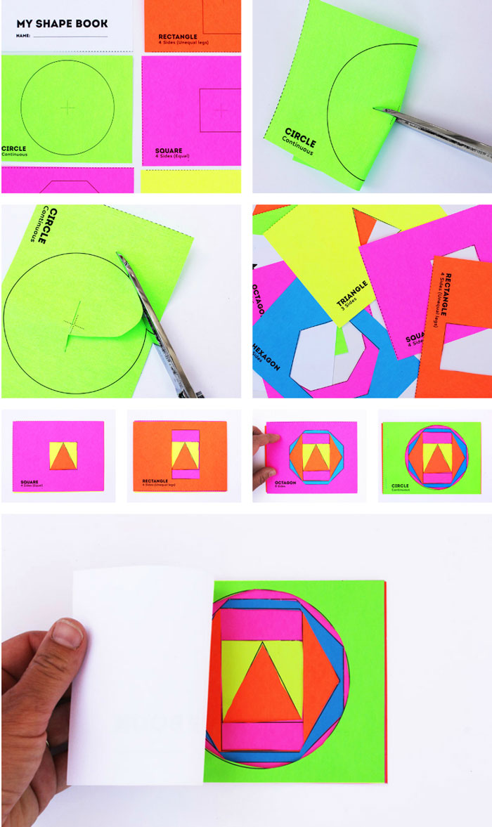 Shape Activities for Kids: My Shape Book | Download our free template and make your very own shape book. Doubles as op art too!