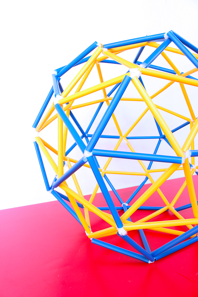 Learn how to make a geodesic dome (and sphere) out of straws and pipe cleaners