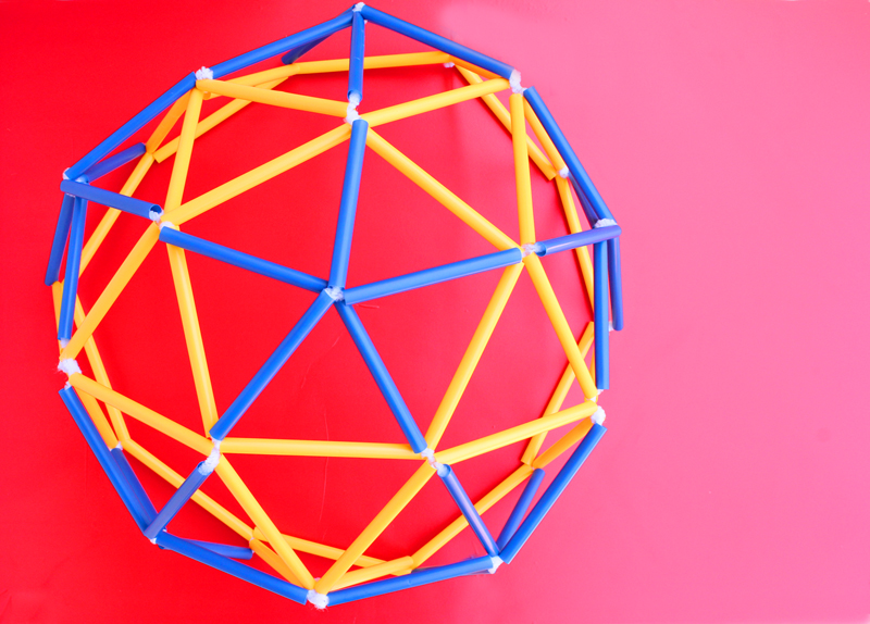 Learn how to make a geodesic dome (and sphere) out of straws and pipe cleaners