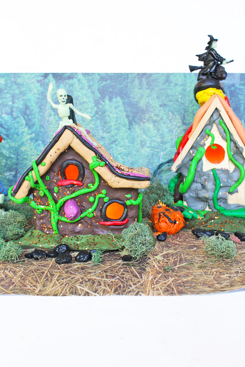 Halloween crafts for families: Make DIY haunted mini mansions using $1 wood birdhouses and clay