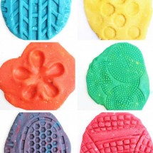 Here's a novel idea for play dough activities: use recycles as play dough toys. Recycled packing has some amazing textures for kids to explore.