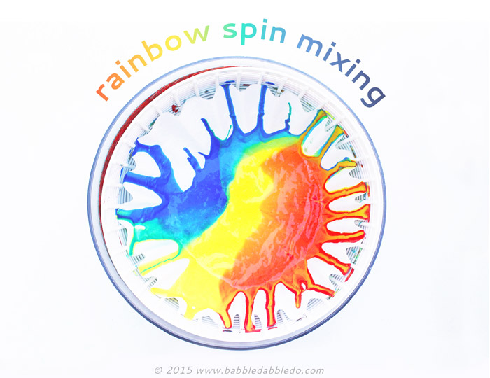 Science Art: Rainbow Spin Mixing- Explore color theory and physics in this simple art project.