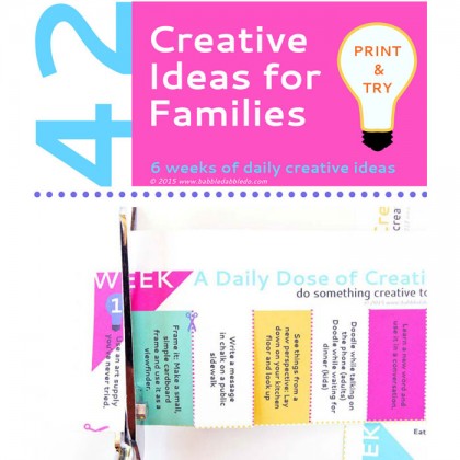 42 Creative Ideas for families. FREE Printable with simple daily creative activities.