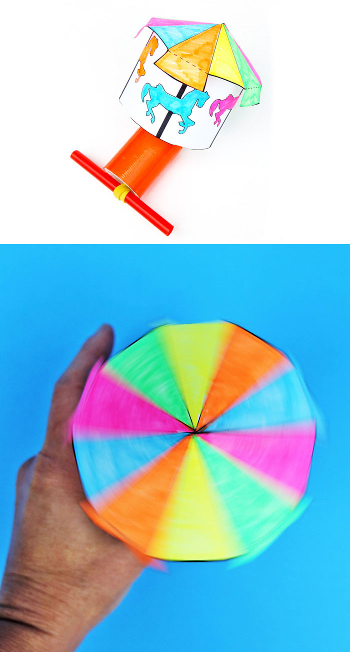Make a Kinetic Carousel- a DIY toy that teaches kids about stored and potential energy!