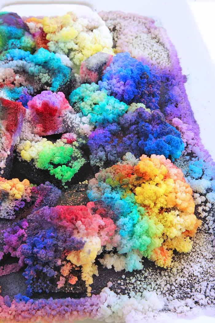 Learn how to grow colorful salt and bluing crystals! A great science fair project  for exploring crystal growth.