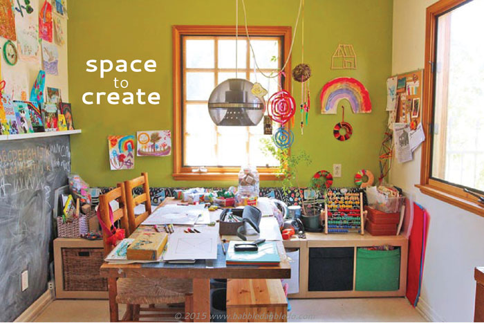 Tour our home art studio and get ideas for creating an art room for kids. 