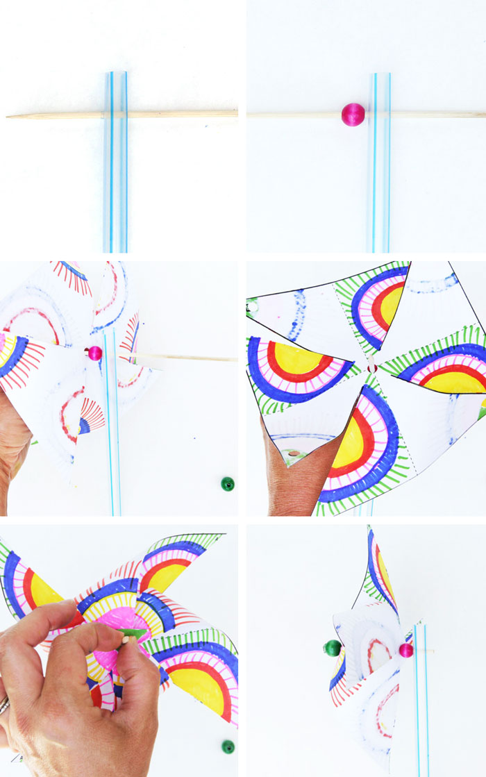 Easy kids paper crafts: Decorate and make your own op-art pinwheels. Template included in post.