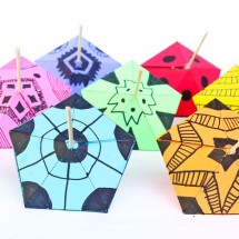 Make these simple printable paper toys at home: Paper Tops! Easy for even young kids to spin!