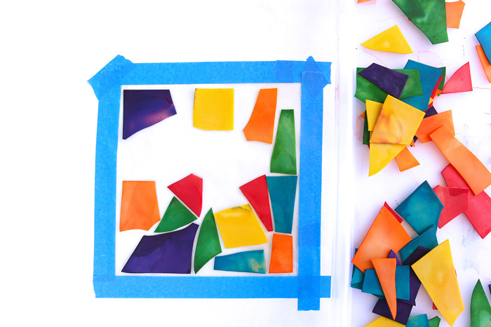 Pasta Crafts: Stained Glass Pasta. Use colored lasagna noodles to create faux stained glass art!