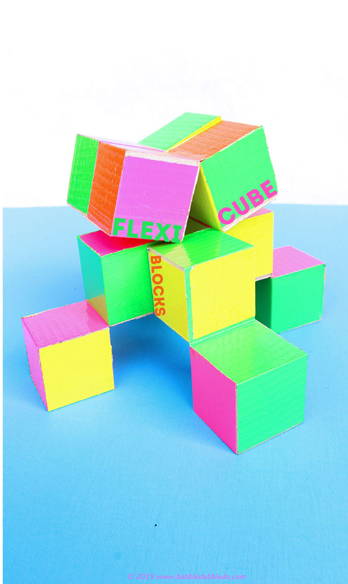 Make a simple DIY Toy that looks very complex! Flexicube Blocks have only three hinge points but are mesmerizing puzzles that flex and bend.