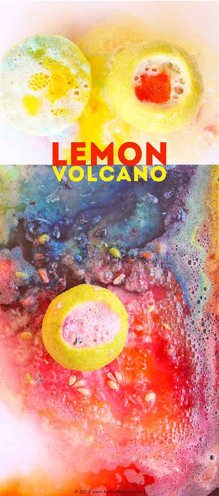 Try this easy science activity for kids: make lemon volcanoes and watch the chemical reaction of citric acid and baking soda.