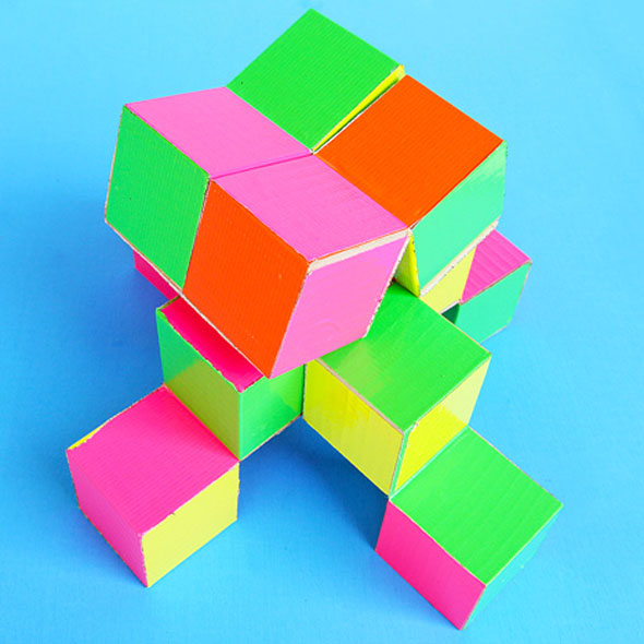 Make a simple DIY Toy that looks very complex! Flexicube Blocks have only three hinge points but are mesmerizing puzzles that flex and bend.