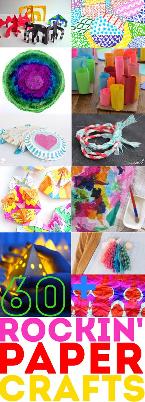 60+ Paper Crafts for kids and adults from the Rockin' Art Moms. 