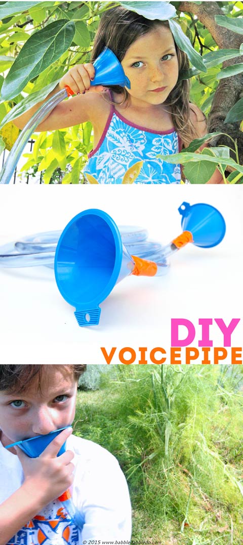 Instead of the 'ol cup and string try making a telephone out of tubing and funnels. Simple engineering project for kids exploring the sense of sound. 