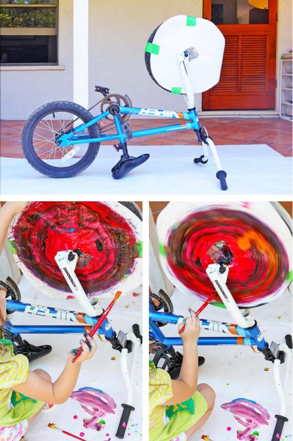 Action Art Spin Art Using a Bike Babble Dabble Do