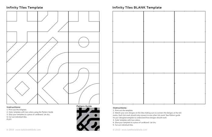Math Game Idea: Infinity Tiles. No matter how you rotate them the design always connects! Download our pre-designed or blank template and make your own set!