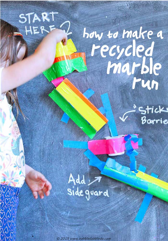 Learn how to make a DIY Marble Run from items in your recycling bin! Great engineering challenge for kids. Project from the new book The Curious Kid’s Science Book.