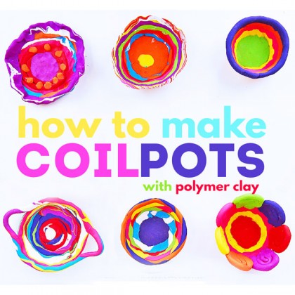 Learn how to make simple coil pots using polymer clay. Easy and colorful clay project for kids!