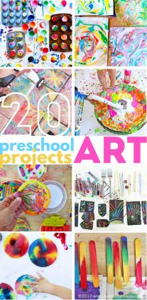 20 Art Projects for Preschoolers: Colorful and engaging art projects perfect for preschool aged children.
