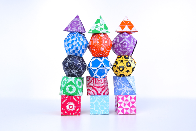 Learn how to make 3D geometric shapes out of paper. A great math art project teaching kids about geometry. 
