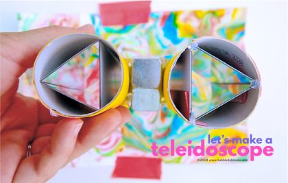 DIY Teleidoscopes: A simple open ended DIY kaleidoscope you can make at home. Great science project for kids exploring optics and light.