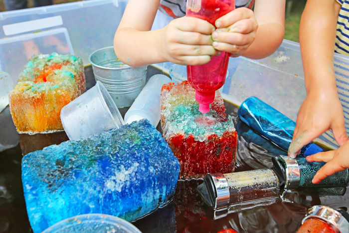 Melting Ice Experiment: Melt ice using salt and warm water to create ice sculptures. Perfect summer STEAM activity for kids of all ages!