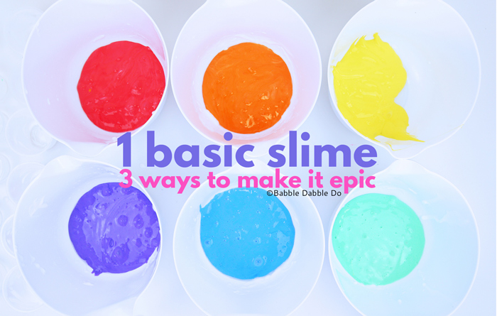  The best basic slime recipe and how to turn it into fluffy slime, butter slime, and crunchy slime.