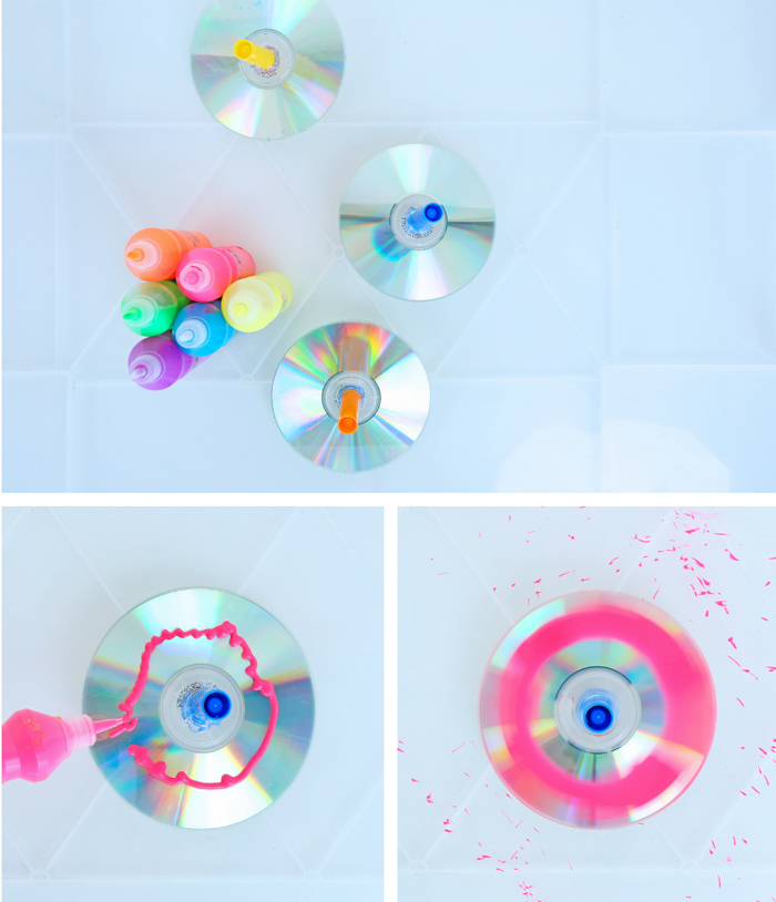 Make spin art using DIY tops! Great STEAM project for preschoolers from the new book "STEAM Play & Learn" by Ana Dziengel of Babble Dabble Do