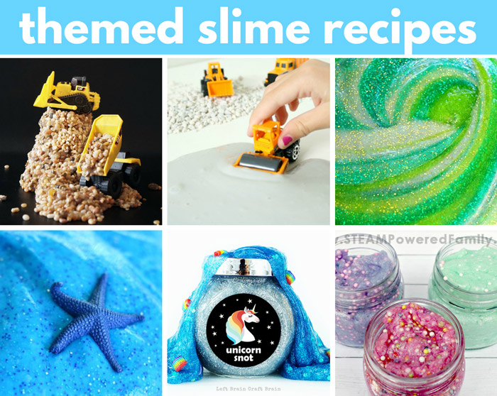 Themed slime recipes for kids.