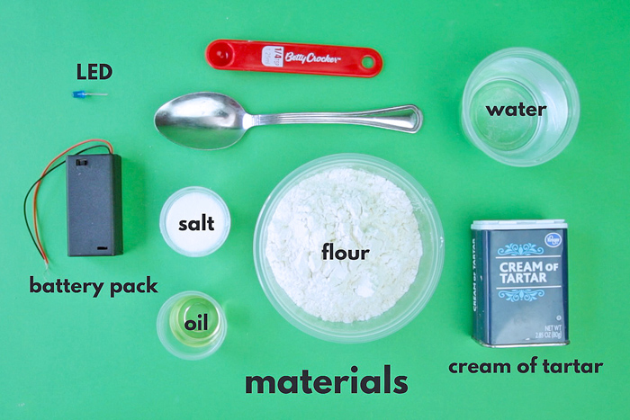 Learn about circuits by making electric play dough! Here are the materials you will need.