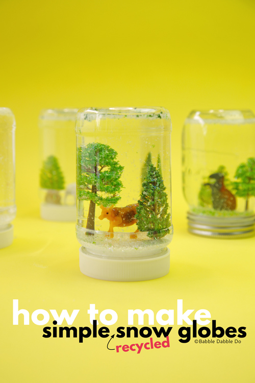 Learn how to make a snow globe with recycled materials. A super simple STEAM craft for kids and adults to make!