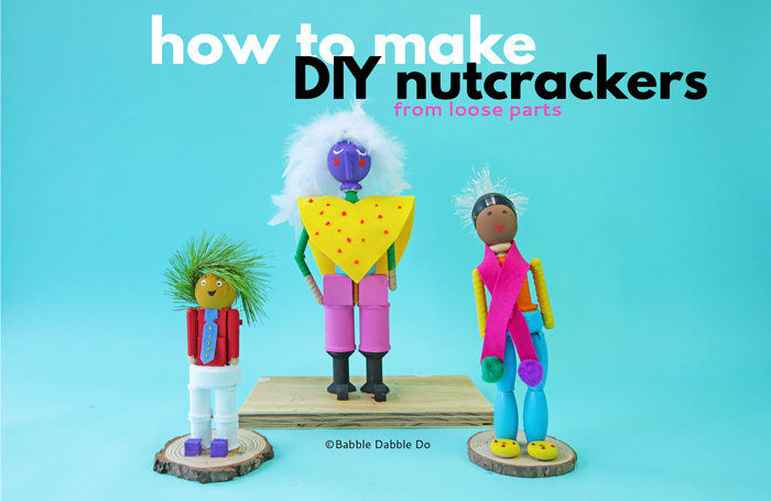 Learn how to make a fanciful DIY nutcracker from loose wood parts. This is a wonderful lesson for kids on structures and storytelling and a great maker skills project! 