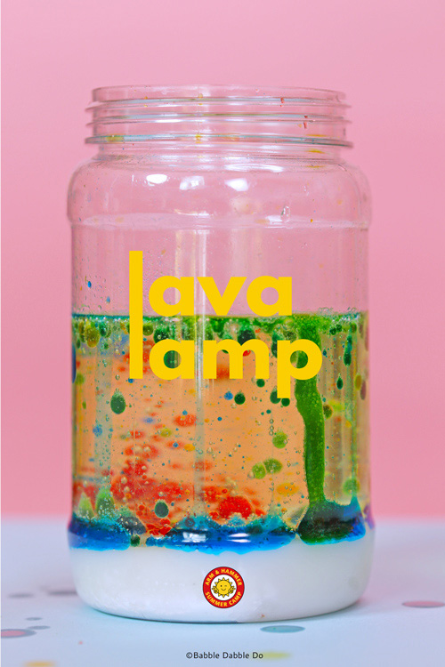 Learn how to make a DIY Lava Lamp with baking soda, a mess-free chemical reaction that will mesmerize kids!