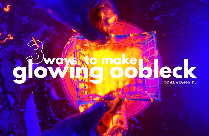 Learn 3 different ways to make glowing oobleck and the science behind each method. This is a mesmerizing sensory activity for kids!
