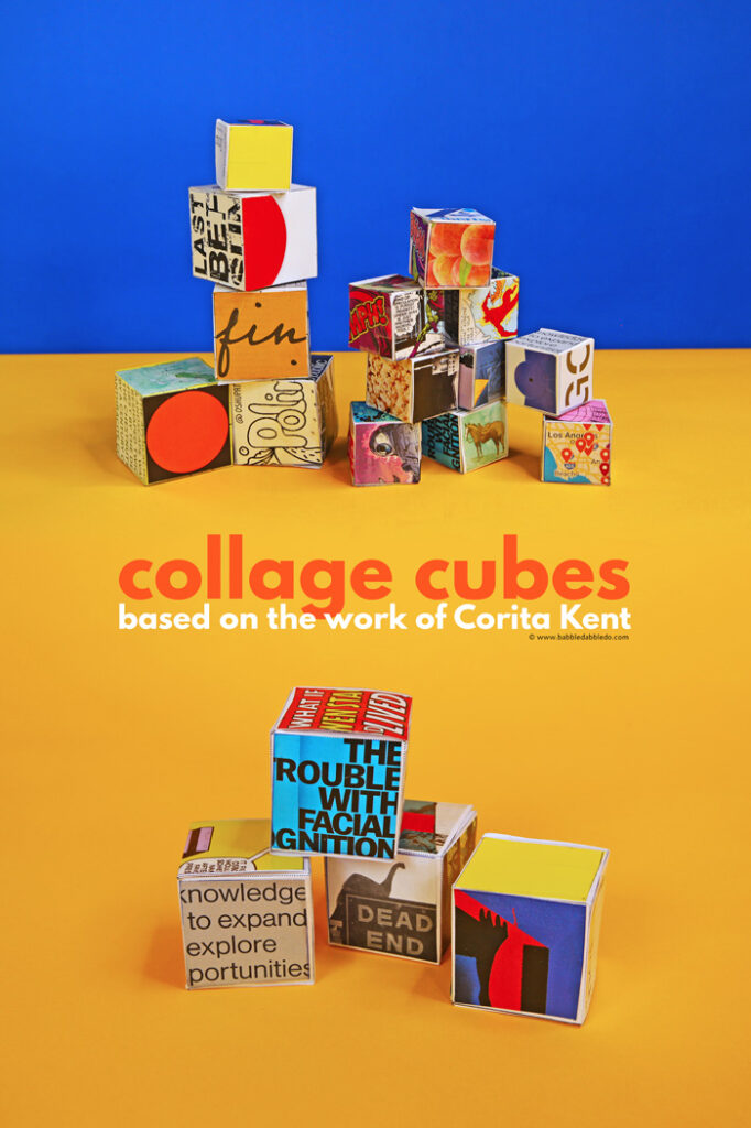 Take magazine collage art into 3 dimensions with our Collage Cube project based on the work of artist Corita Kent.  