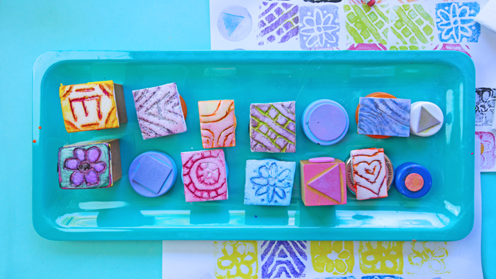 Homemade Stamps for Kids - using common household items
